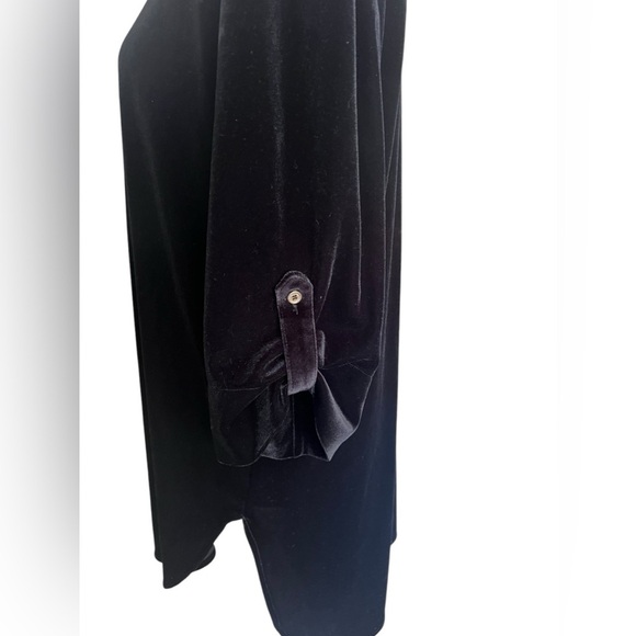 Calvin Klein Blouse Size Large Black Velvet Button Up Whimsigoth Witchy Holiday - Picture 6 of 12